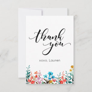 Spring Watercolor Blumen Flat Vielen Dank Dankeskarte