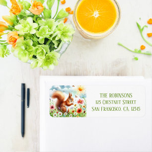 Spring Watercolor Eichhörnchen-Rücksendeadresse