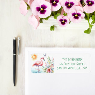 Spring Watercolor Flamingo Rücksendeadresse