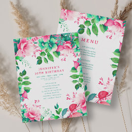Spring Watercolor Floral 30 Birthday Programm Menü