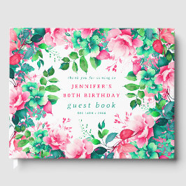 Spring Watercolor Floral 80. Geburtstag Gästebuch