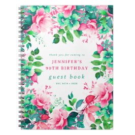 Spring Watercolor Floral 90. Geburtstag Gästebuch Notizblock