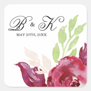 Spring Watercolor Florals Quadratischer Aufkleber