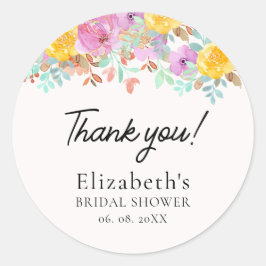 Spring watercolor Flowers Bridal Shower Runder Aufkleber