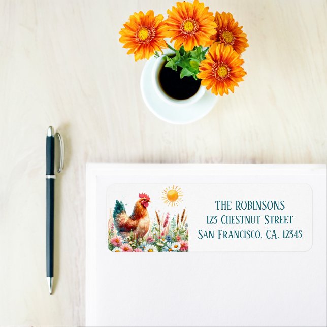 Spring Watercolor Hen Rücksendeadresse (Von Creator hochgeladen)