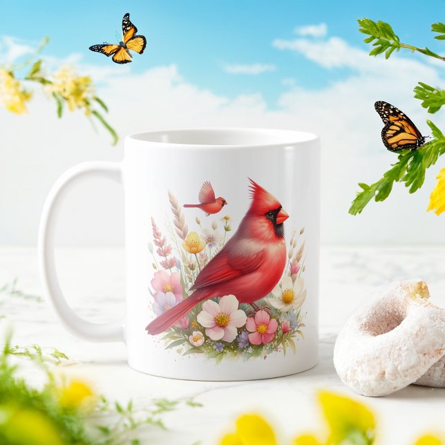 Spring Watercolor Nordischer Kardinal - Kaffeetasse (Von Creator hochgeladen)