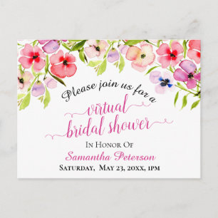 Spring Watercolor Stiefmütterchen Virtual Brautpar Einladungspostkarte