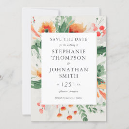 Spring Watercolor Wildflower Wedding Save the Date Einladung
