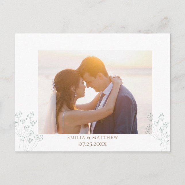 Spring Wedding Photo Thank you Postcard Postkarte (Vorderseite)