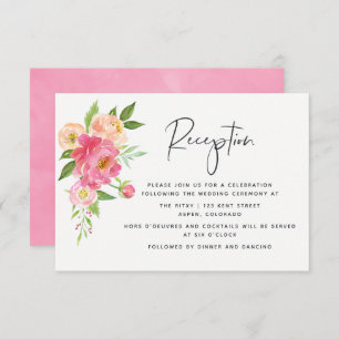 Spring Wedding Watercolor Peonies Empfang Einladung