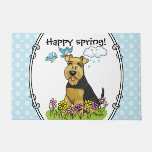 Spring Welsh Terrier Dog mit Blume - Niedlich Fußmatte