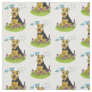 Spring Welsh Terrier Dog mit Blume - Niedlich Stoff