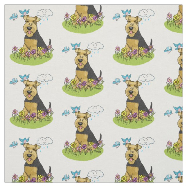 Spring Welsh Terrier Dog mit Blume - Niedlich Stoff (Muster)