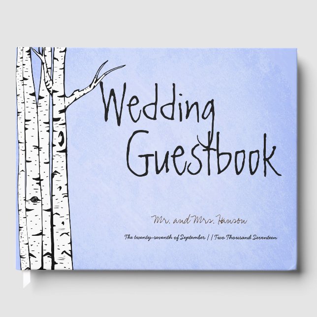 Spring Whimsical Birch Tree Guest Book Gästebuch (Vorderseite)