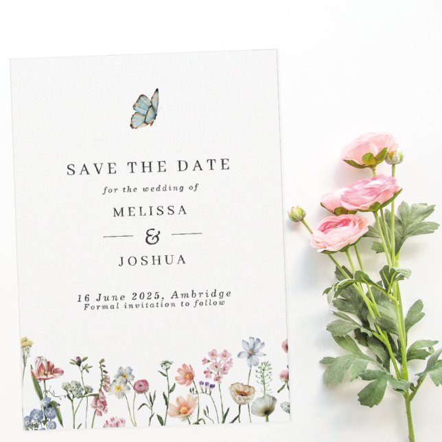 Spring Wild Blume & Butterfly Wedding Rett The Save The Date (Von Creator hochgeladen)