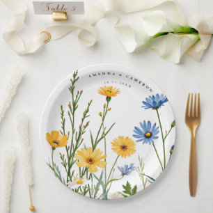 Spring Wild Blume Meadow Wedding Pappteller