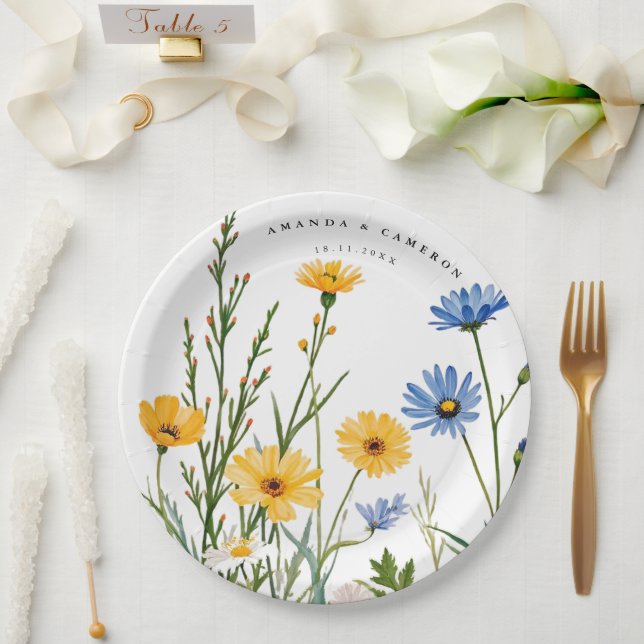 Spring Wild Blume Meadow Wedding Pappteller (Hochzeit)