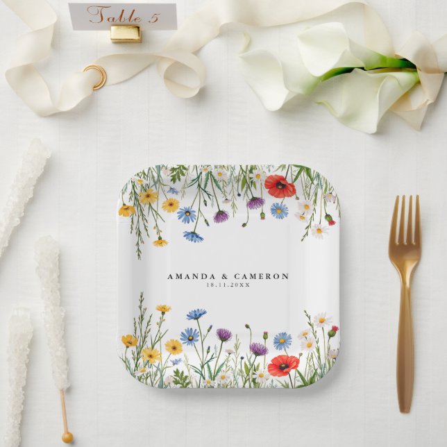 Spring Wild Blume Meadow Wedding Pappteller (Hochzeit)