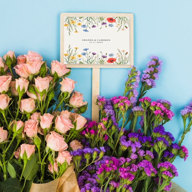 Spring Wild Blume Meadow Wedding Quadratischer Aufkleber (Von Creator hochgeladen)