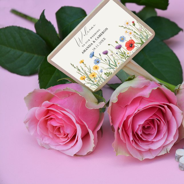 Spring Wild Blume Meadow Wedding Rechteckiger Aufkleber (Von Creator hochgeladen)