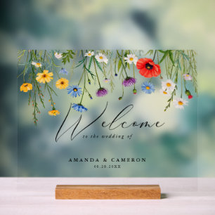 Spring Wild Blume Meadow Wedding Willkommen Acrylschild