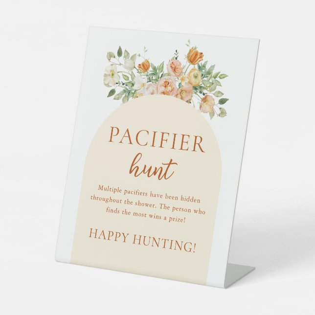 Spring Wildblume Baby Dusche Schnuller Jagdspiel Sockelschild (Vorderseite)