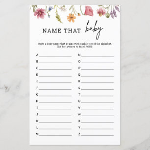 Spring Wildblume Babydusche Name dieses Babyspiels