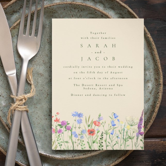 Spring Wildblume Boho Garden Wedding Einladung (Spring Wildflower Boho Garden Wedding Invitation)