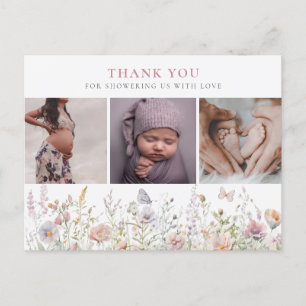 Spring Wildblume Field Baby Dusche Vielen Dank Postkarte