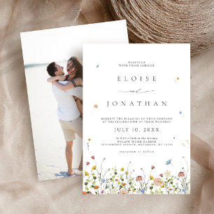 Spring Wildblume Garden Floral Boho Foto Hochzeit Einladung