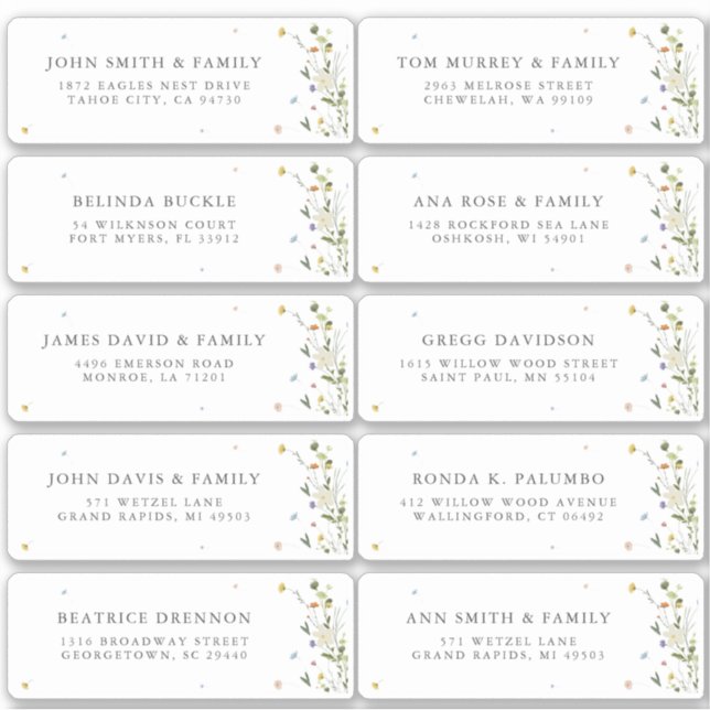 Spring Wildblume Garden Floral Gastadresse Aufkleber (Vorderseite)