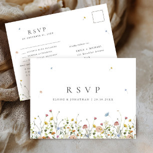 Spring Wildblume Garden Minimalistisch Wedding RSV Postkarte