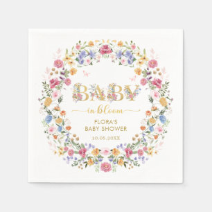 Spring Wildblume Garden Wreath Girl Baby in Bloom Serviette