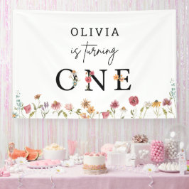 Spring Wildblume Girl 1. Geburtstag Party Banner