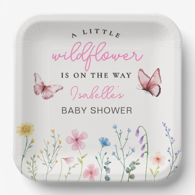Spring Wildblume Girl Baby Dusche Pappteller (Vorderseite)