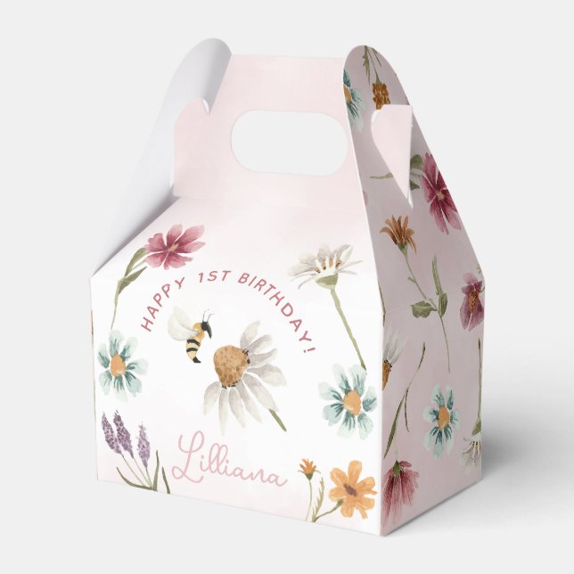 Spring Wildblume Happy Birthday Favor Box Geschenkschachtel (Vorderseite)