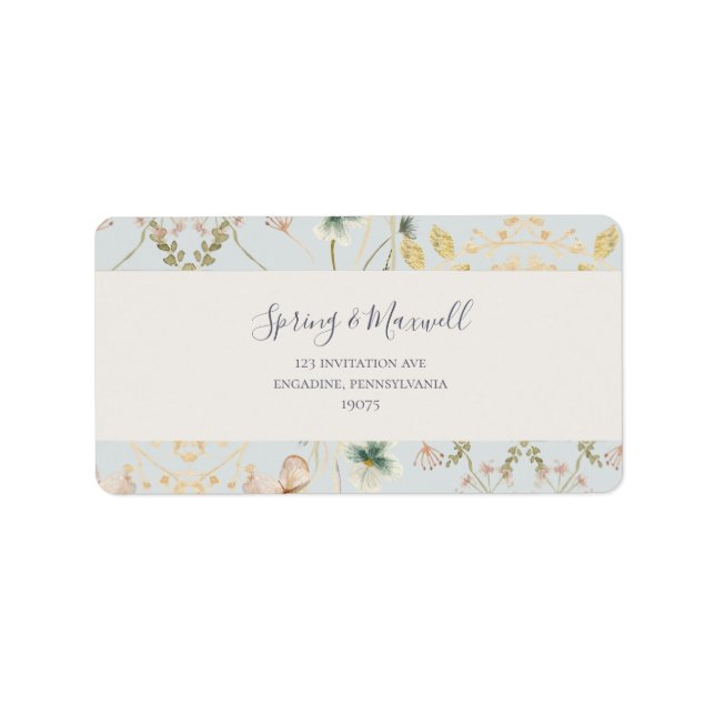 Spring Wildblume Light Blue Wedding RSVP-Adresse Adressaufkleber (Vorne)