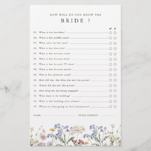 Spring Wildblume Meadow Garden Brautparty Game