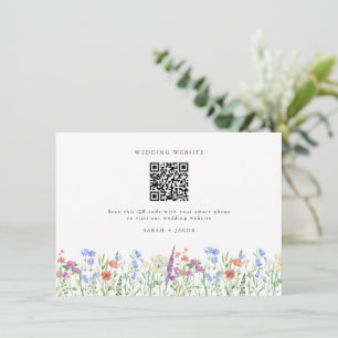 Spring Wildblume QR Code Hochzeit Begleitkarte