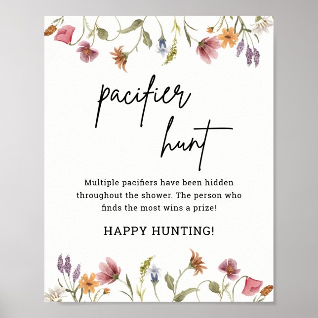 Spring Wildblume Schnuller Hunt Game Sign Poster (Vorne)