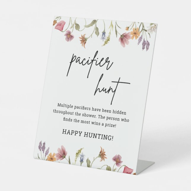 Spring Wildblume Schnuller Hunt Game Sign Sockelschild (Vorderseite)