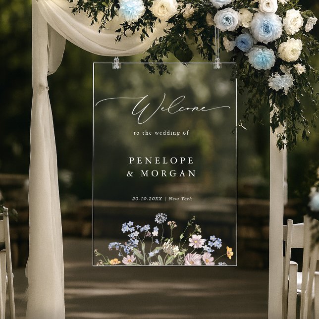 Spring Wildflower Meadow Garden Wedding Welcome Acrylschild (Spring Wildflower Meadow Garden Wedding Welcome Acrylic Sign)