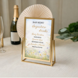 Spring Wildflower Signature Drinks Bar Menu Poster