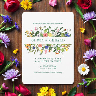 Spring Wildflowers Watercolor Wedding Invitation Einladung