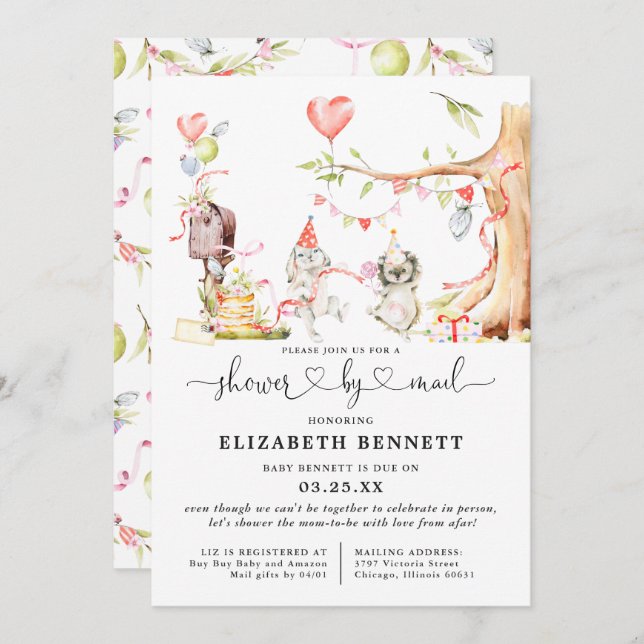 Spring Woodland Animals Baby Dusche by Mail (Vorne/Hinten)