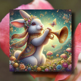 Spring Woodland Blume Musikalisch Ostern Bunny Feiertagskarte