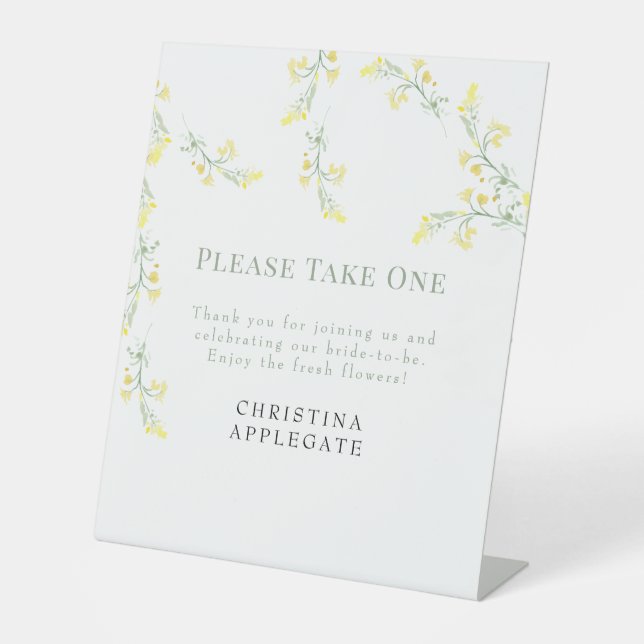 Spring Yellow Wildblume Brautparty Gefallen Sockelschild (Vorderseite)