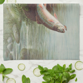 Springbrasse von S.A. Kilbourne Vintager Fisch Geschirrtuch