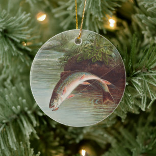 Springbrasse von S.A. Kilbourne Vintager Fisch Keramik Ornament