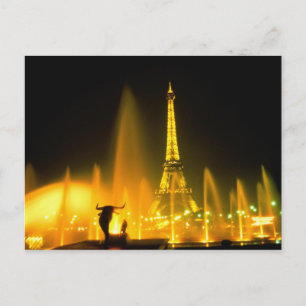 Springbrunnen am weltberühmten Eiffelturm Paris Postkarte